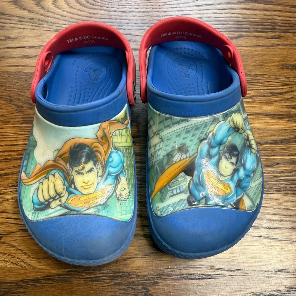 DC Comics Superman Kids CROCS - Blue and Red Size 10-11
